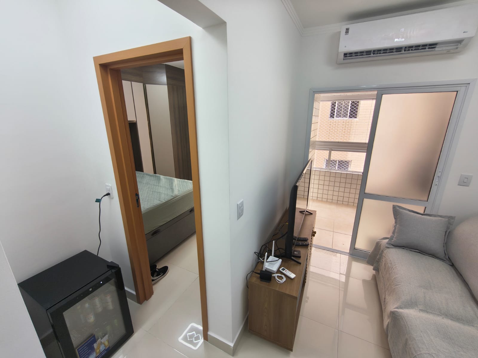 Quarto, sala e ar-condicionado